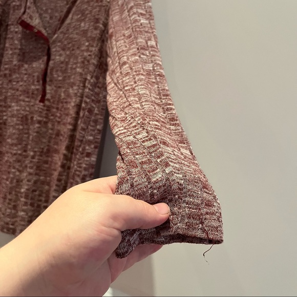 Burgundy melange henley top - Picture 8 of 8